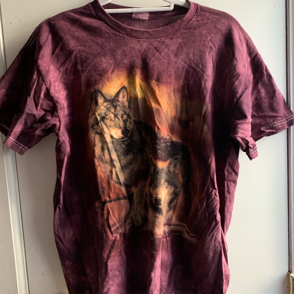 Red Tie Dye Wolf Oversized Tee